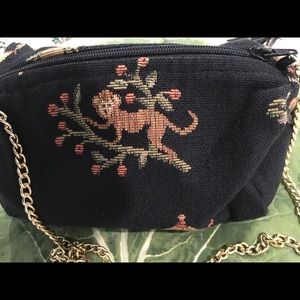 Boho fun tapestry purse with monkeys & chain purse
